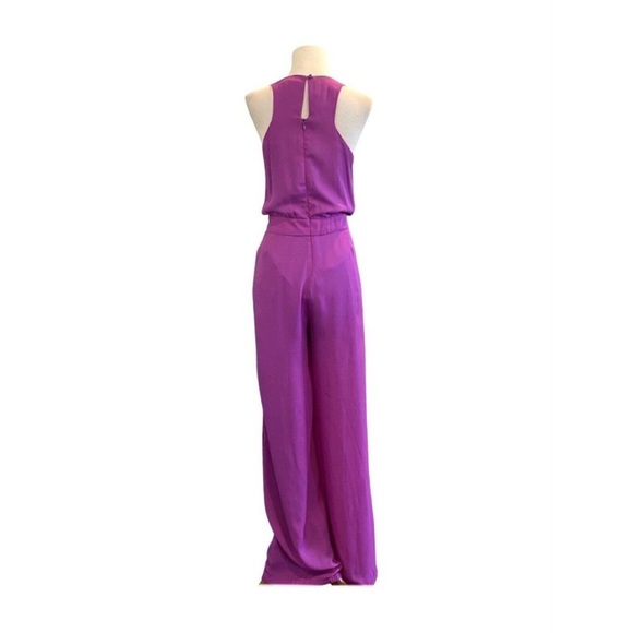 Gianni Bini Logan Sleeveless Round Neck Wide Leg Chiffon Orchid Jumpsuit Size M - Picture 4 of 7
